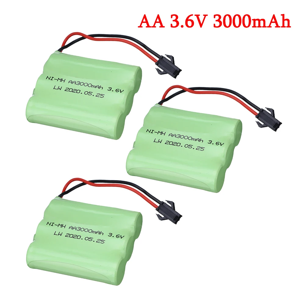 Batteria NiMH 3.6v per Rc auto giocattolo camion serbatoi treni Robot Boat Gun upgrade ni-mh AA 3000mAh 3.6v batteria ricaricabile