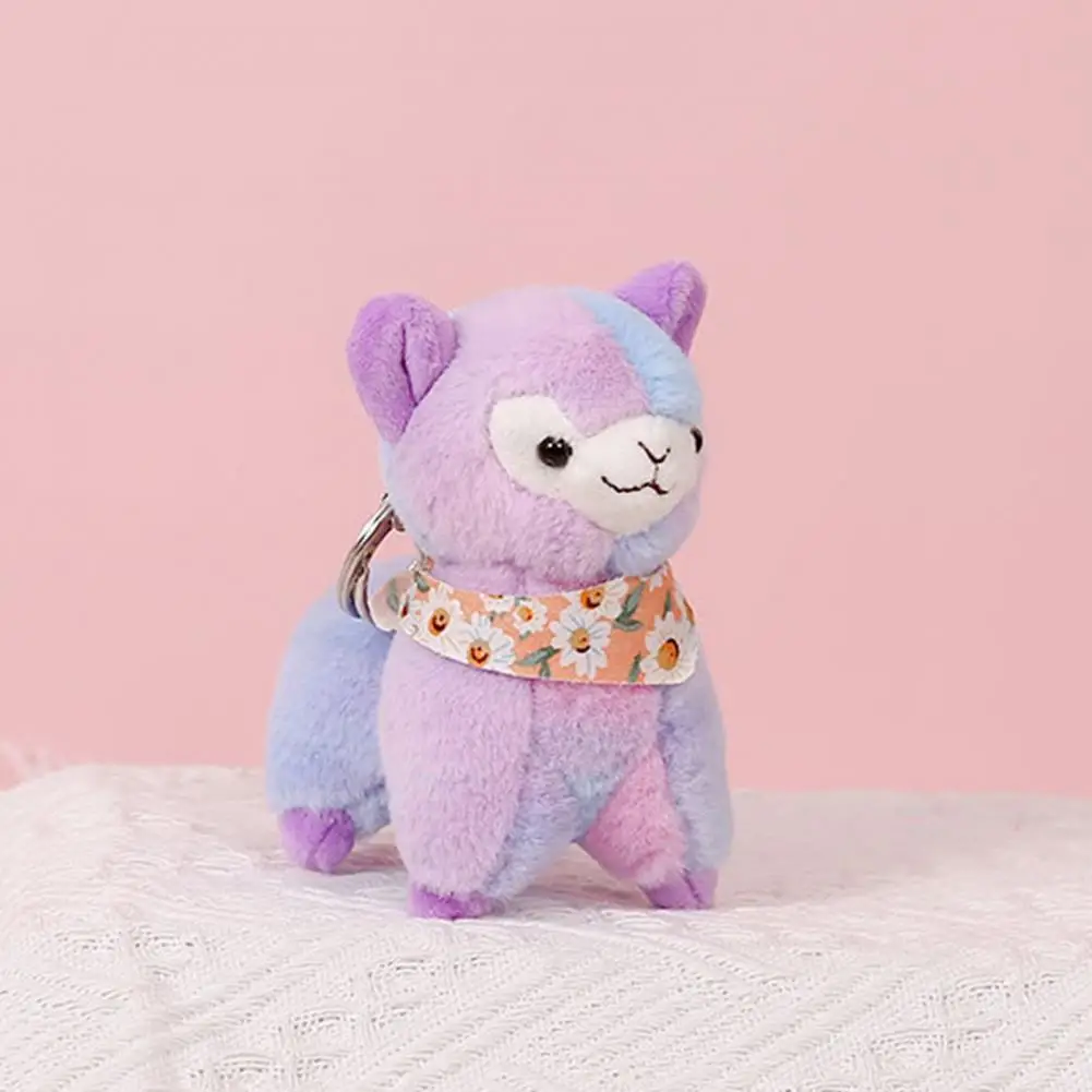 Alpaca Plush Toy Colorful Alpaca Plush Keychain Toy Fun Gift for Kids Car Decor Soft Stuffed Doll Pendant with Lobster Clasp