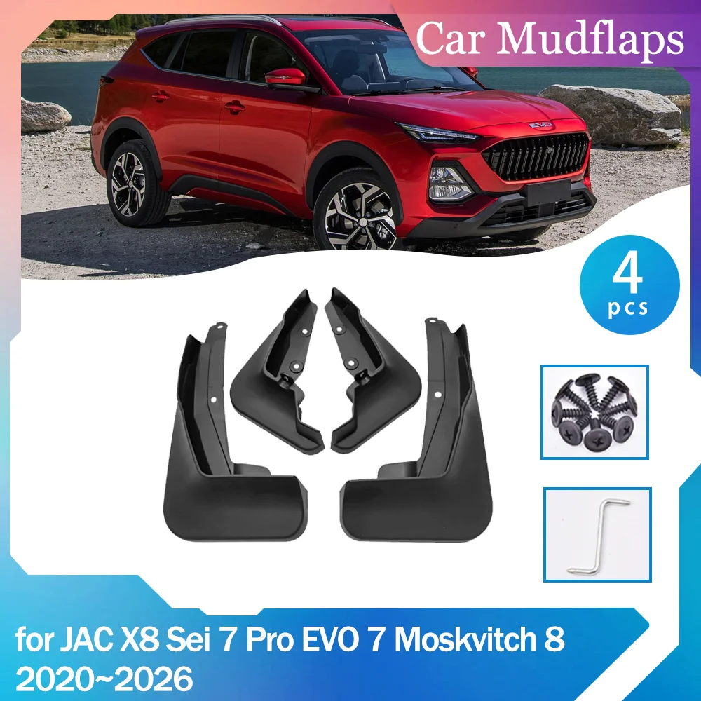 

Car Mud Flaps for JAC Sehol X8 Sei 7 Pro EVO 7 Moskvitch 8 2020~2026 Mudflaps Mudguards Splash Guards Cover Fender Accessories