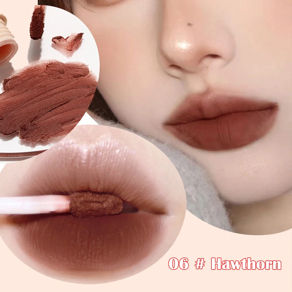 Matte Velvet  Liquid Lipstick Soft Cream Texture Nude Long Lasting Lip Gloss Waterproof Red Lip Tint Cute Women Makeup 6 Colors