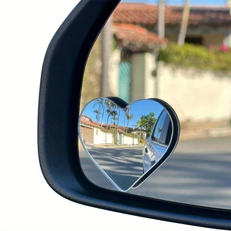 Espelho retrovisor do carro em forma de coração espelho redondo invertendo de alta definição amor grande campo de visão espelho retrovisor auxiliar