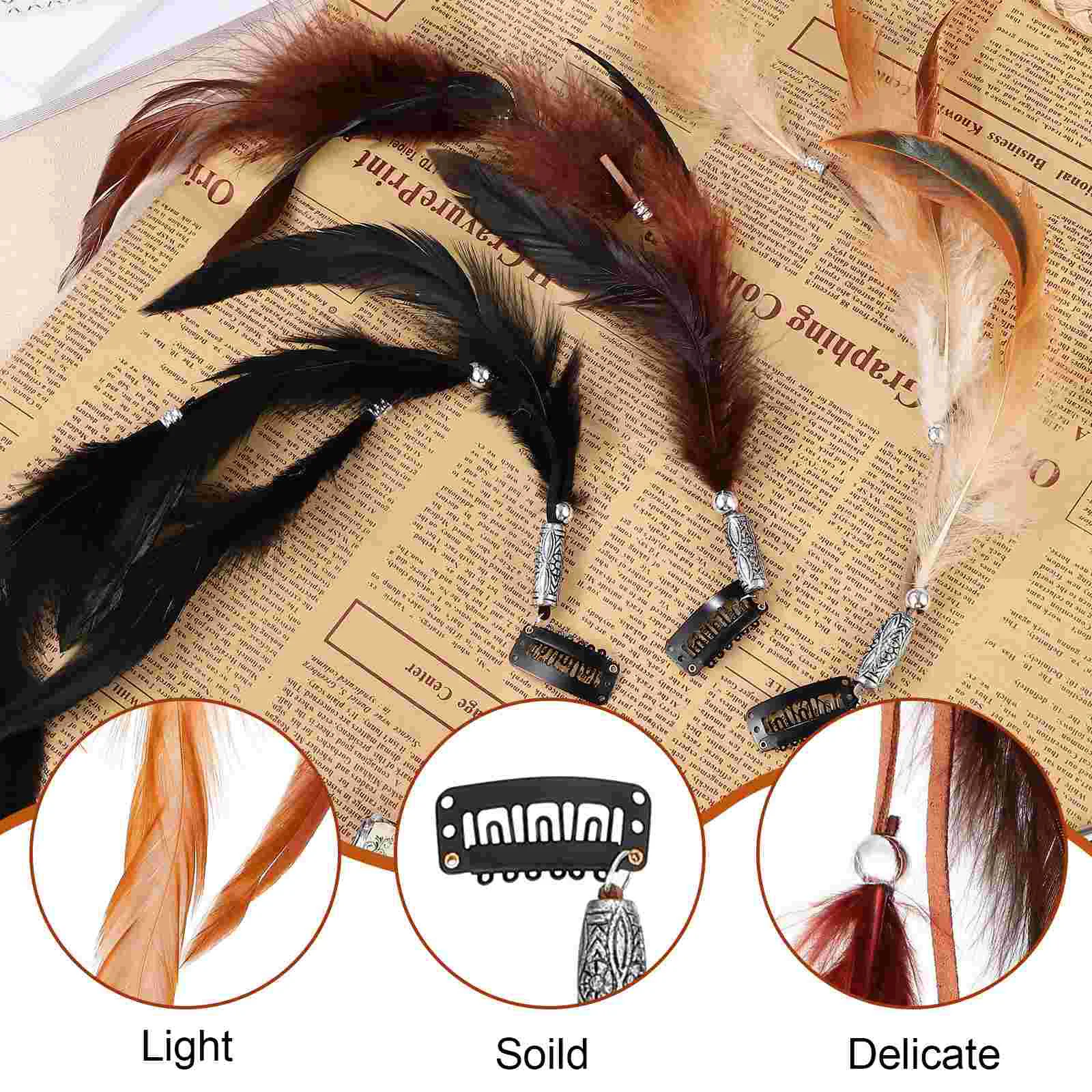 6 Pcs Tassel Barrette Headpieces Women Hair Extension Plume Pins Accessories Extensions Headdress Clips Miss