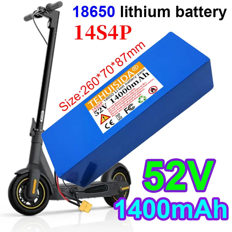 

52V 14S4P 14ah 18650 Lithium-ion Rechargeable Battery Built-in BMS Suitable for Electric Bicycle Scooters with 2A Charger