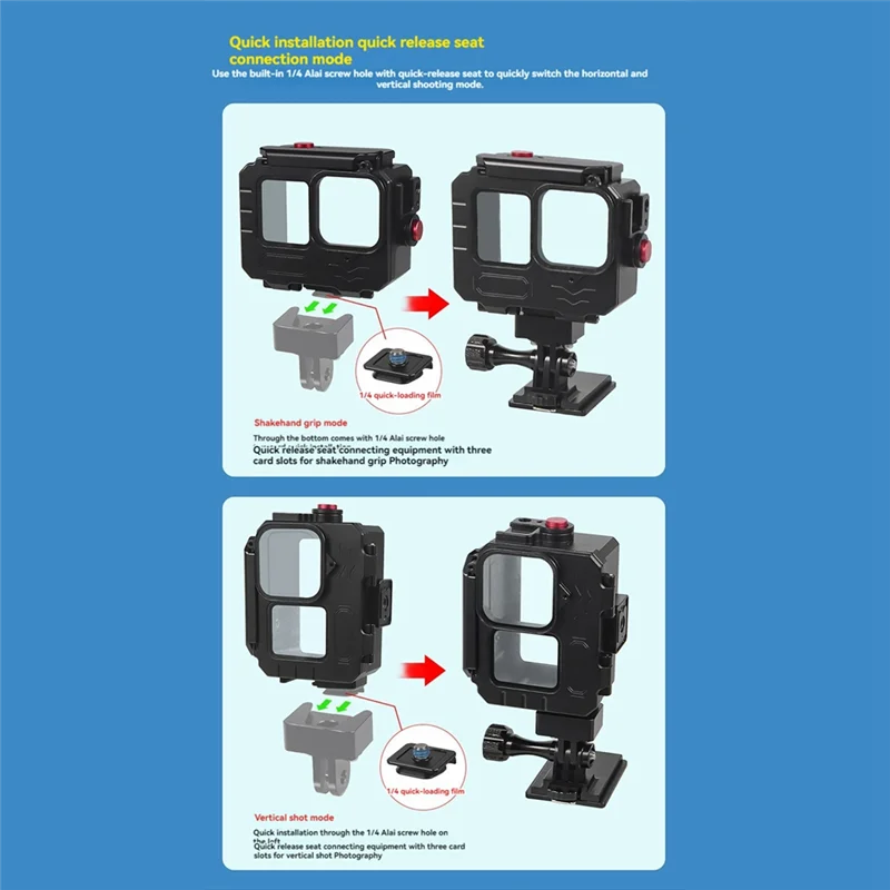 Practical-80M Waterproof Case Aluminium Frame Protective Case Underwater Diving Housing For Gopro12/11/10 For Gopro13 Action Cam