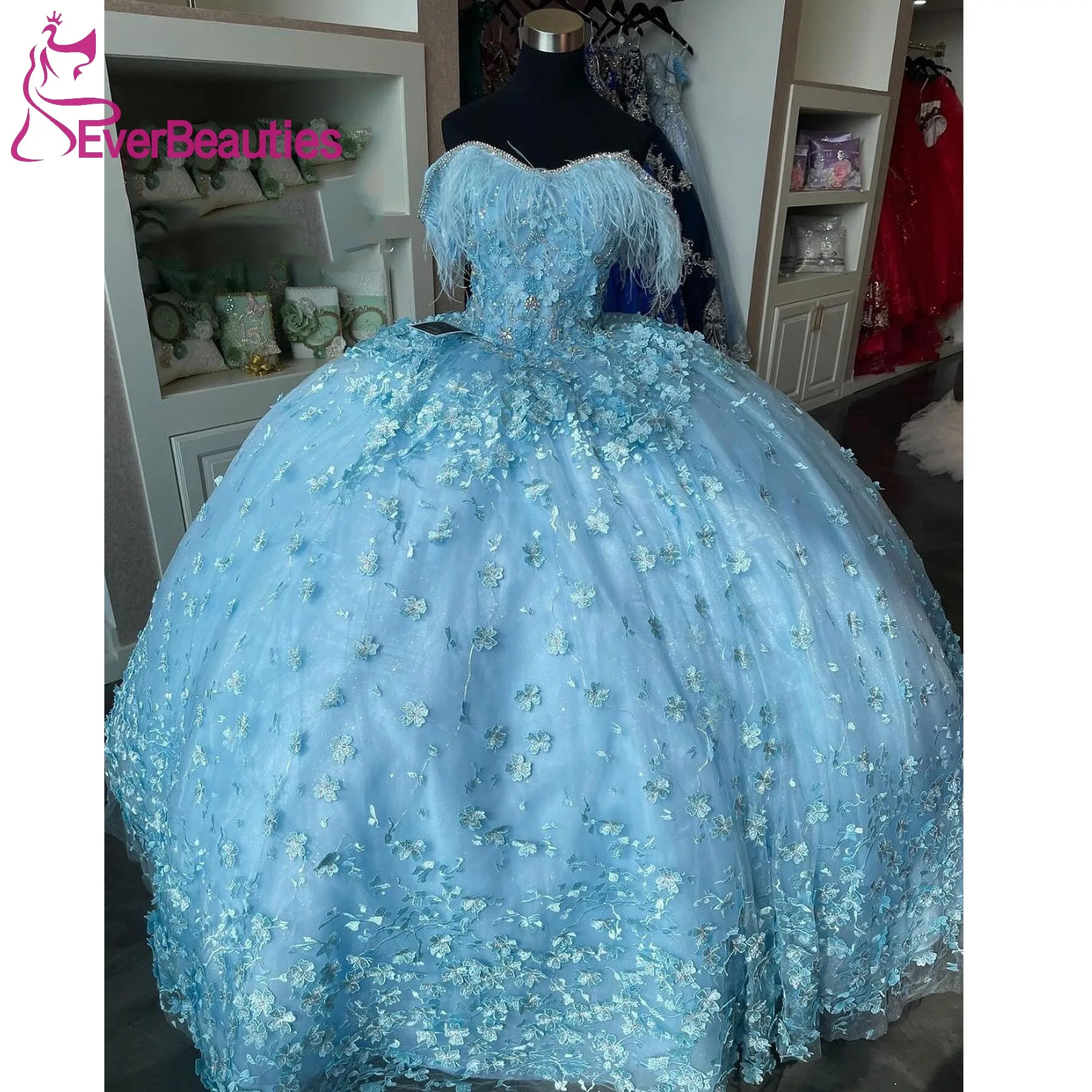 Abito Quinceanera per donna Sweet 15 Off spalla Tulle pizzo perline Vestidos De 15 abito da ballo quinceasenera abito da ballo