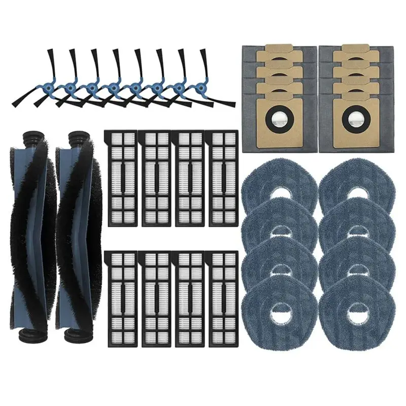 

ABLU-For Eufy X10 Pro Omni Robot Vacuum Cleaner Parts Main Side Brush Mop Cloth Hepa Filter Dust Bags Accessories
