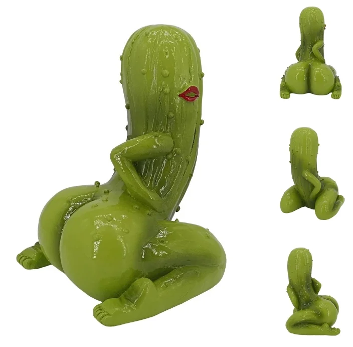 【YA】Pickled Cucumber Crafts Ornament With Funny Pose Resin Home Table Decor Funny Pickled Cucumber Figurine  For Friends