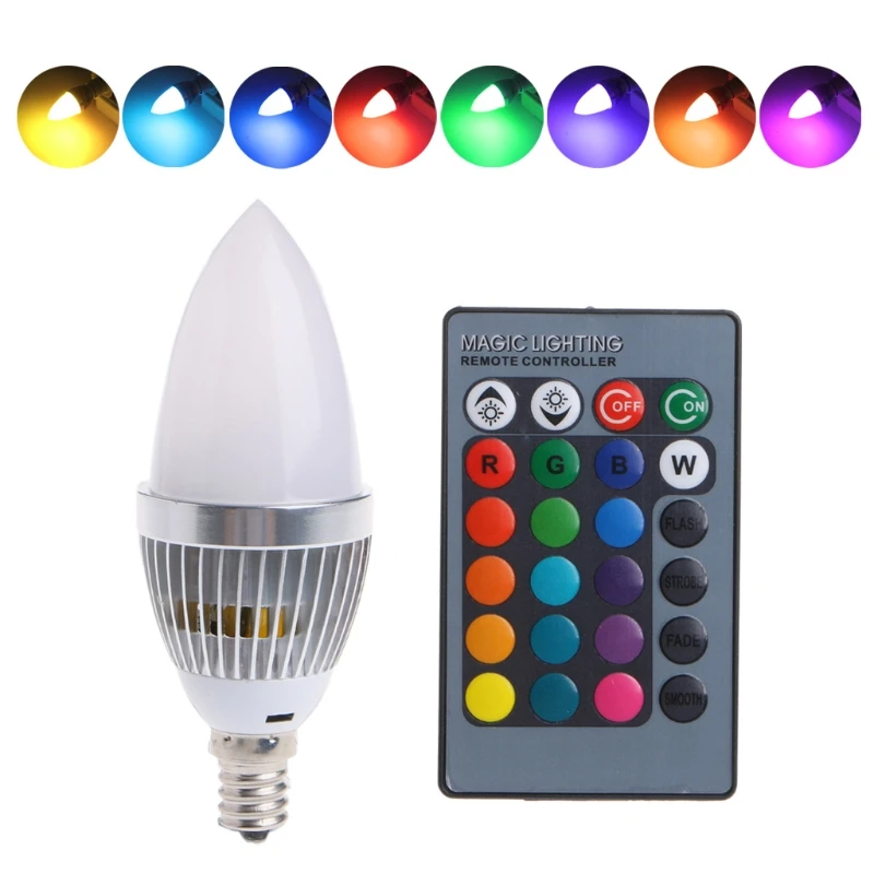 E14 3W RGB LED 15 Colors Changing Light Bulb Lamp for w/Remote Control AC high quality,New Year Gift