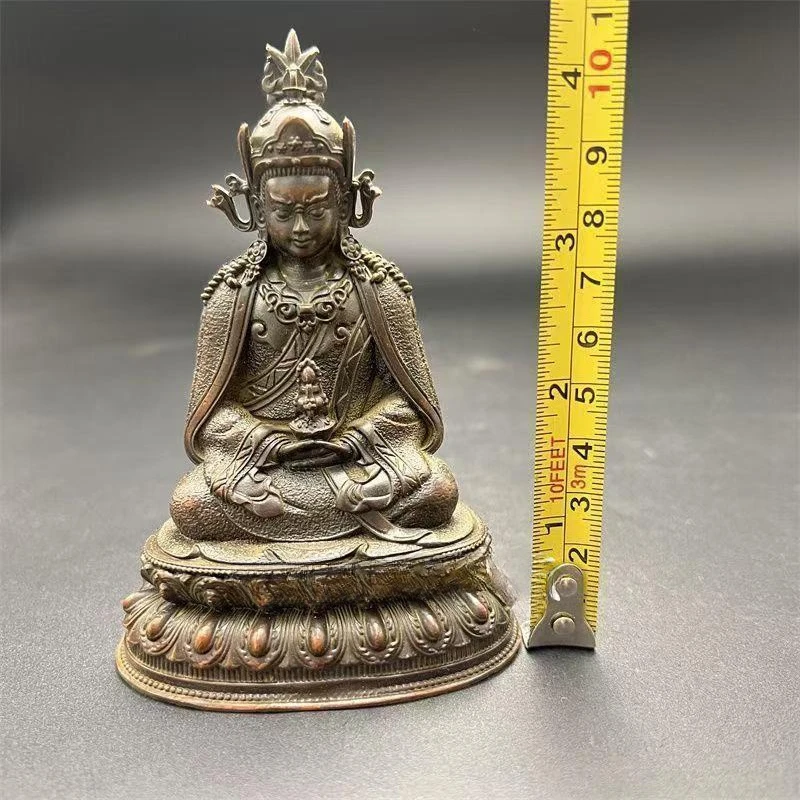 الجنية الصغيرة/العتيقة النحاس لوتس ماستر تمثال بوذا تمثال المفروشات المنزلية مكتب ديكورات الحرف اكسسوارات الهدايا