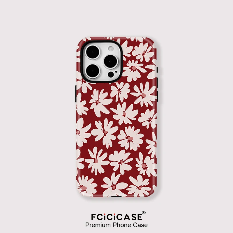 Magnetische weiche Gummi-Rahmenhülle für iPhone 11, 12 Pro 13, 14 Plus, 15 16 Pro Max, modisches Blumenmuster, doppellagige Rückseite