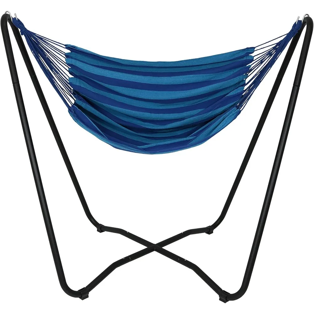 

Hanging Hammock Chair with Space-Saving Stand for Indoor or Outdoor Use Capacity