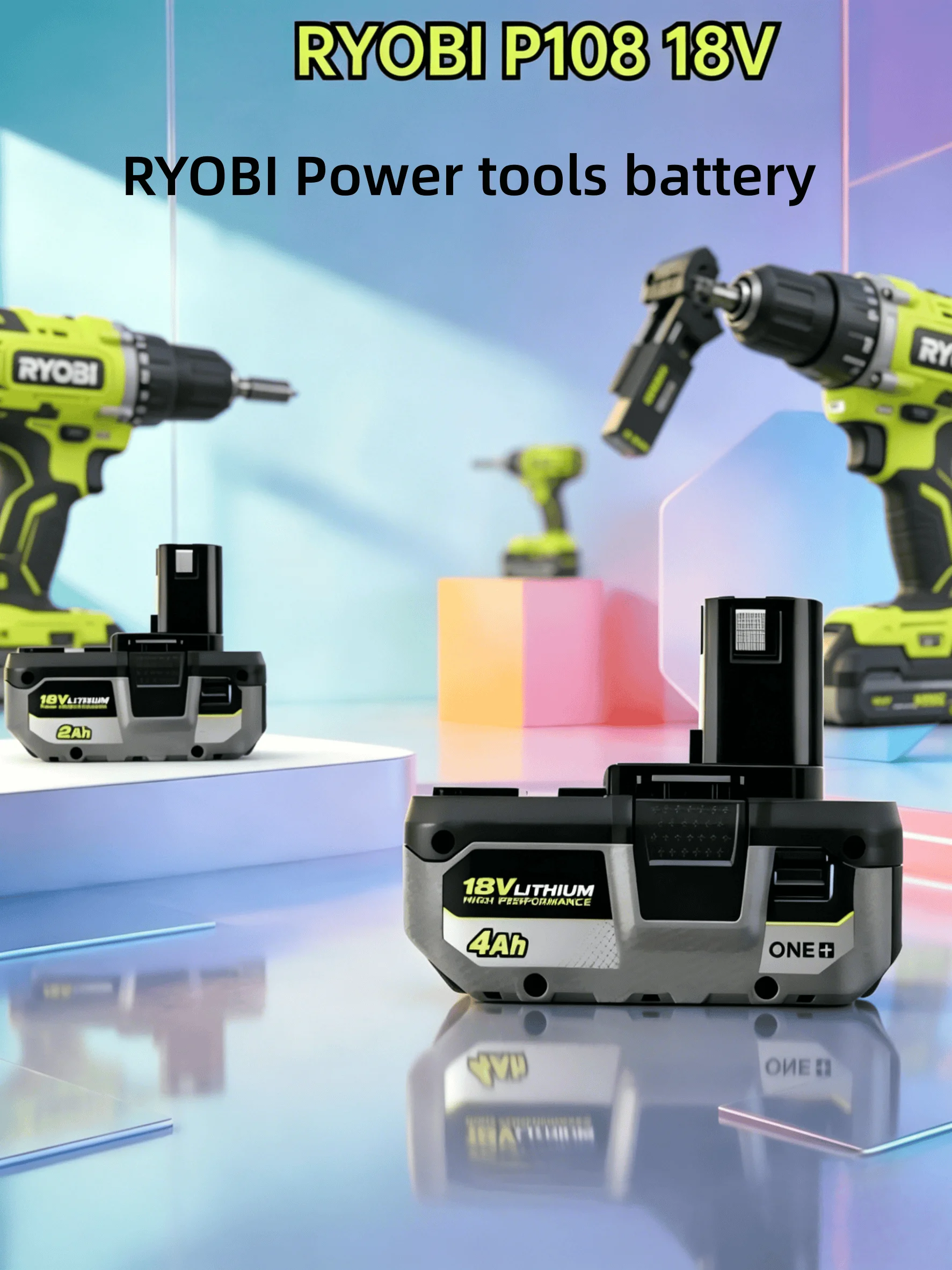 

New Original RYOBI 18V Lithium Battery for P104 P107 P108 ONE+ System 4.0/6.0Ah High Power No Memory Rechargeable Tool Battery
