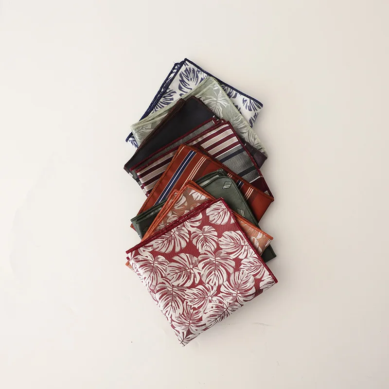 24Cm Sapu Tangan Bergaris Titik Hijau Coklat Persegi Saku Bunga Mewah Aksesori Setelan Pesta Pernikahan Dasi Sapu Tangan Lembut Formal