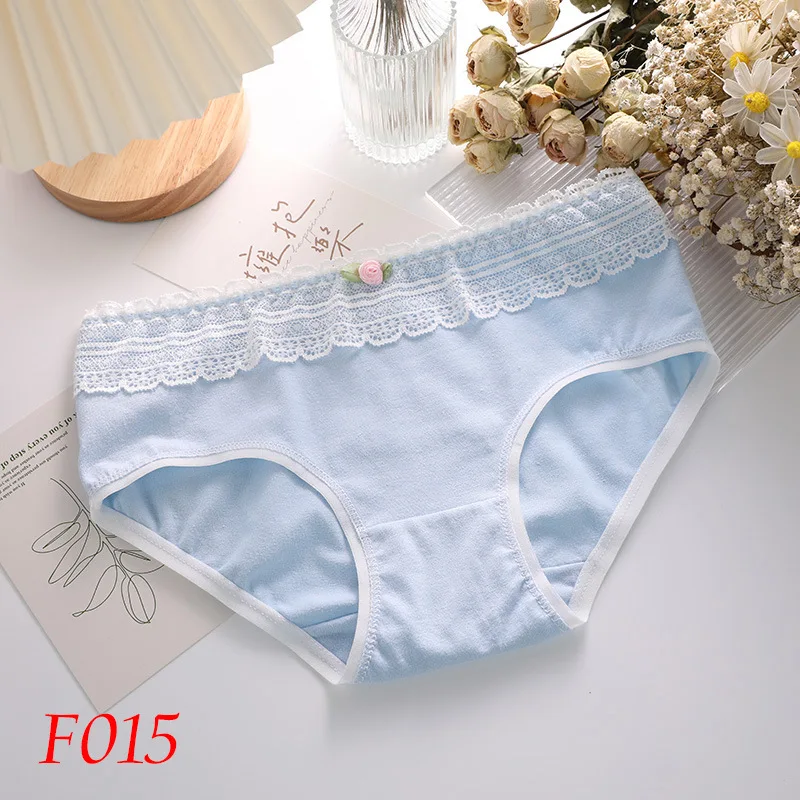 new girls underwear 6pc/lot lace cotton low waist lovely print briefs young girl panties Teenager blue students hot sales