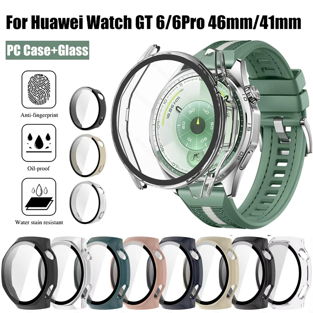 Hard PC Case Glass For Huawei Watch GT6 41mm GT6 Pro 46mm Full Cover Screen Protector Anti-scratch For Huawei Watch GT 6 46mm