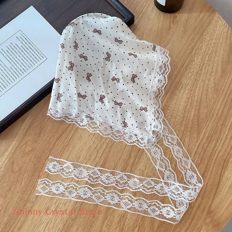 Słodka, kwiatowa bawełniana chusta na głowę, miękki otulacz, elegancka koronkowa trójkątna chusta, turban, opaski na głowę, drukowana chusta do włosów dla kobiet i dziewcząt.