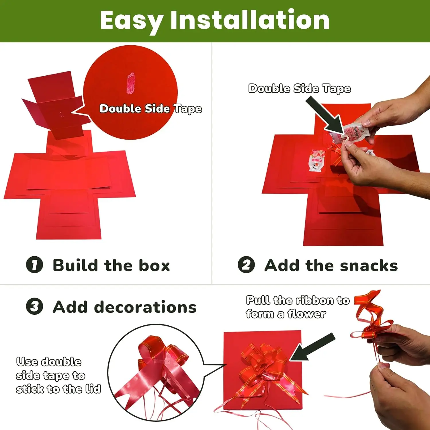 Valentinstag Geburtstag Hochzeit Jahrestag Geschenke Überraschung Explosion Box handgemachte zusammengebaute Snack Geschenkbox für DIY Weihnachten – Detail 4