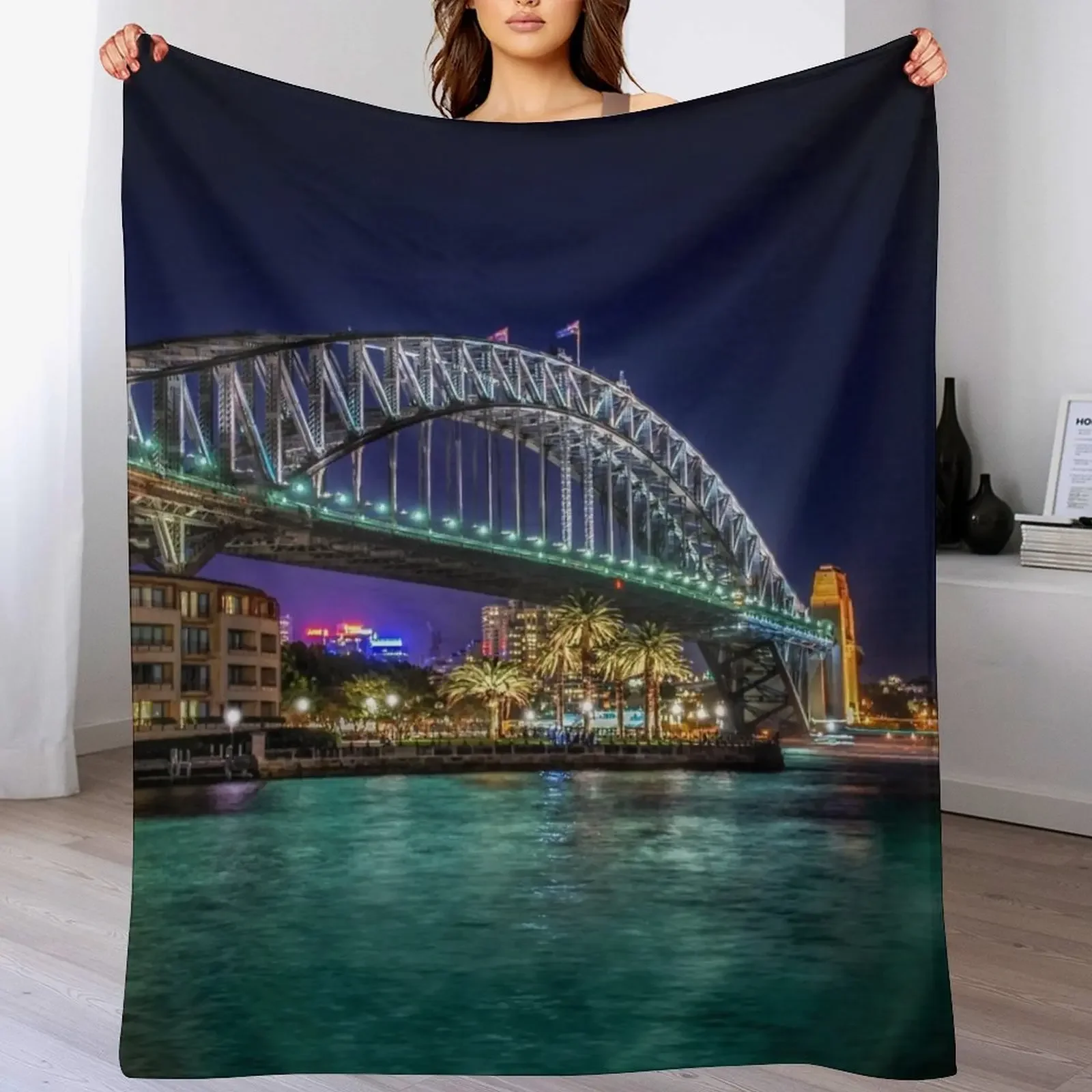 

Sydney Harbor Bridge at Night Throw Blanket Moving Large Kid'S Comforter Blankets