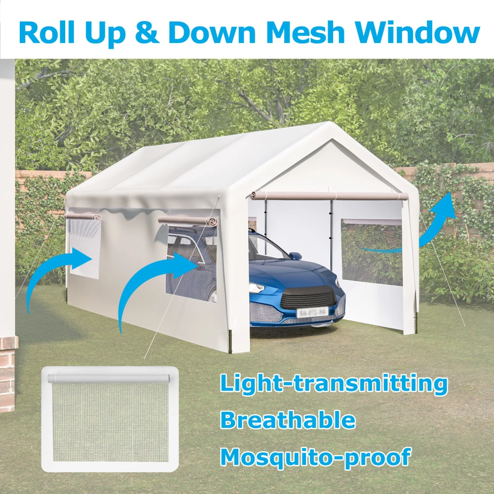 

Outdoor Carport Portable Car Garage Party Tent Canopy With Removable Sidewalls Doors For Car Truck Party