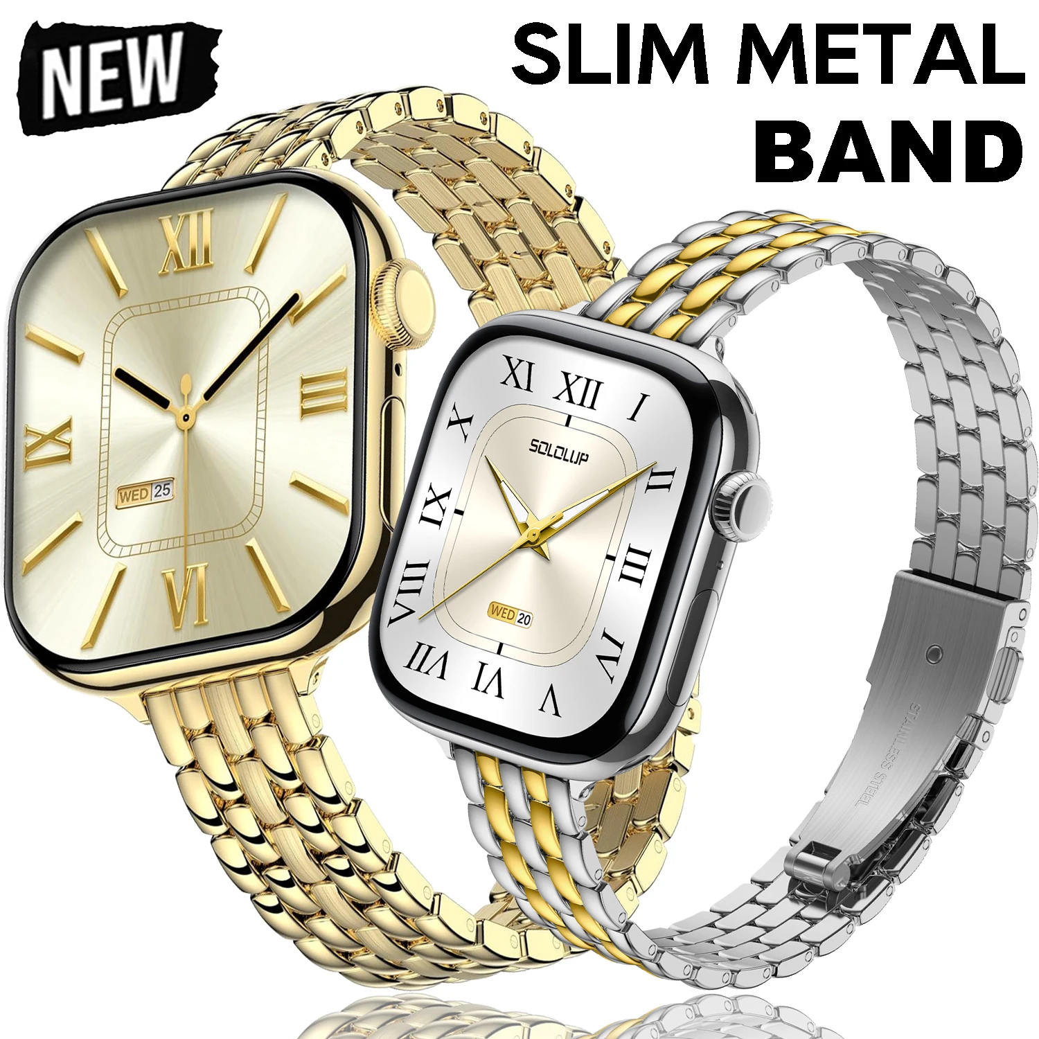 

Тонкий браслет для девочек для Apple Watch Band 11/10 42/46 мм 9 8 7 41 мм/45 мм 44/40 мм для iWatch Series 654 Роскошный ремешок из нержавеющей стали