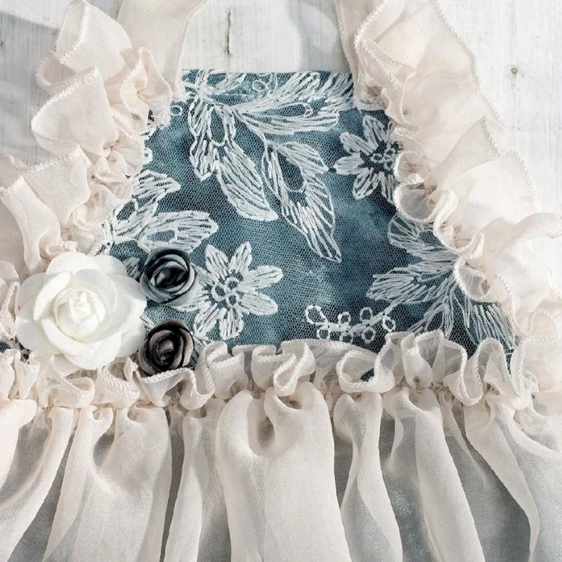 

J15U Soft Breathable Newborns Flower Embroidery Dress with Matching Headband Elastic Headwear Props for Baby 0-1 Month
