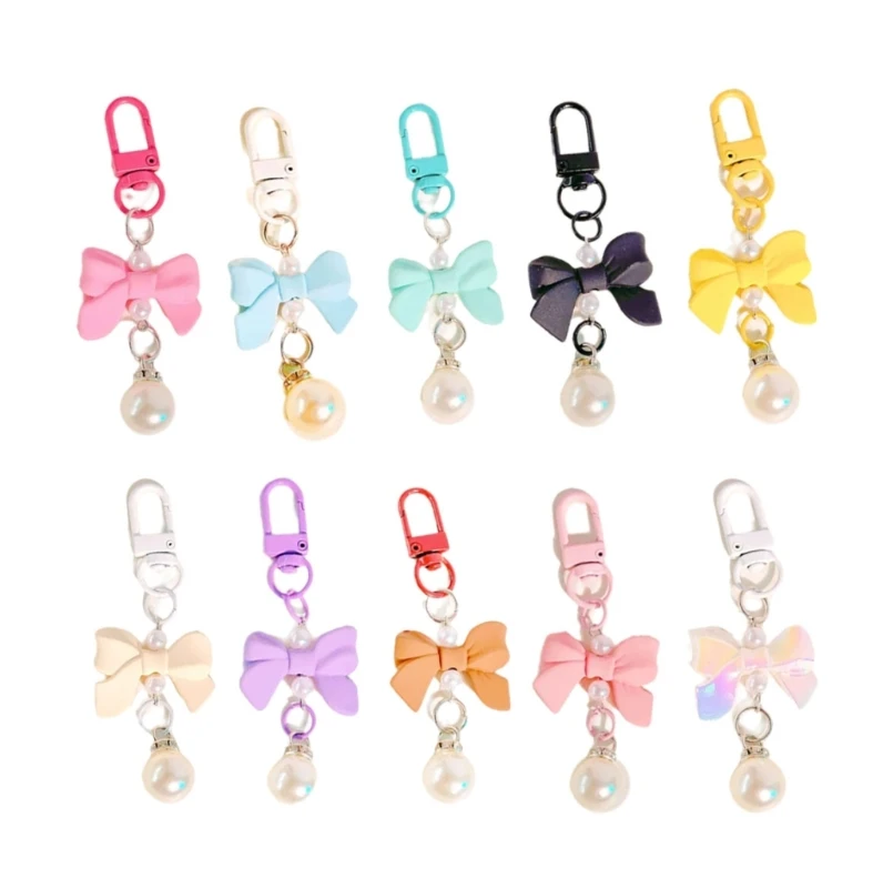 Candy Color Bowknot Pendant Keyring Eye Catching Bowknot Keychain Pendant Accessory for Bags and Keys in Fun Color 10pcs