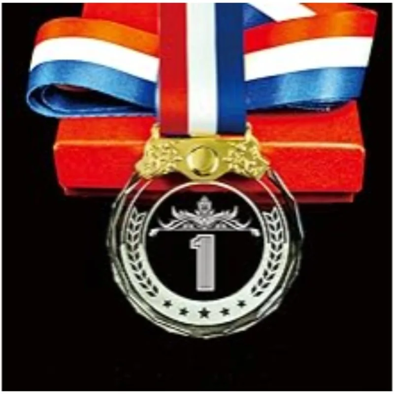 Custom Transparent Crystal Sports Trophy Medal for Winners Finalists Souvenirs DIY Design Glass Medal with Ribbon