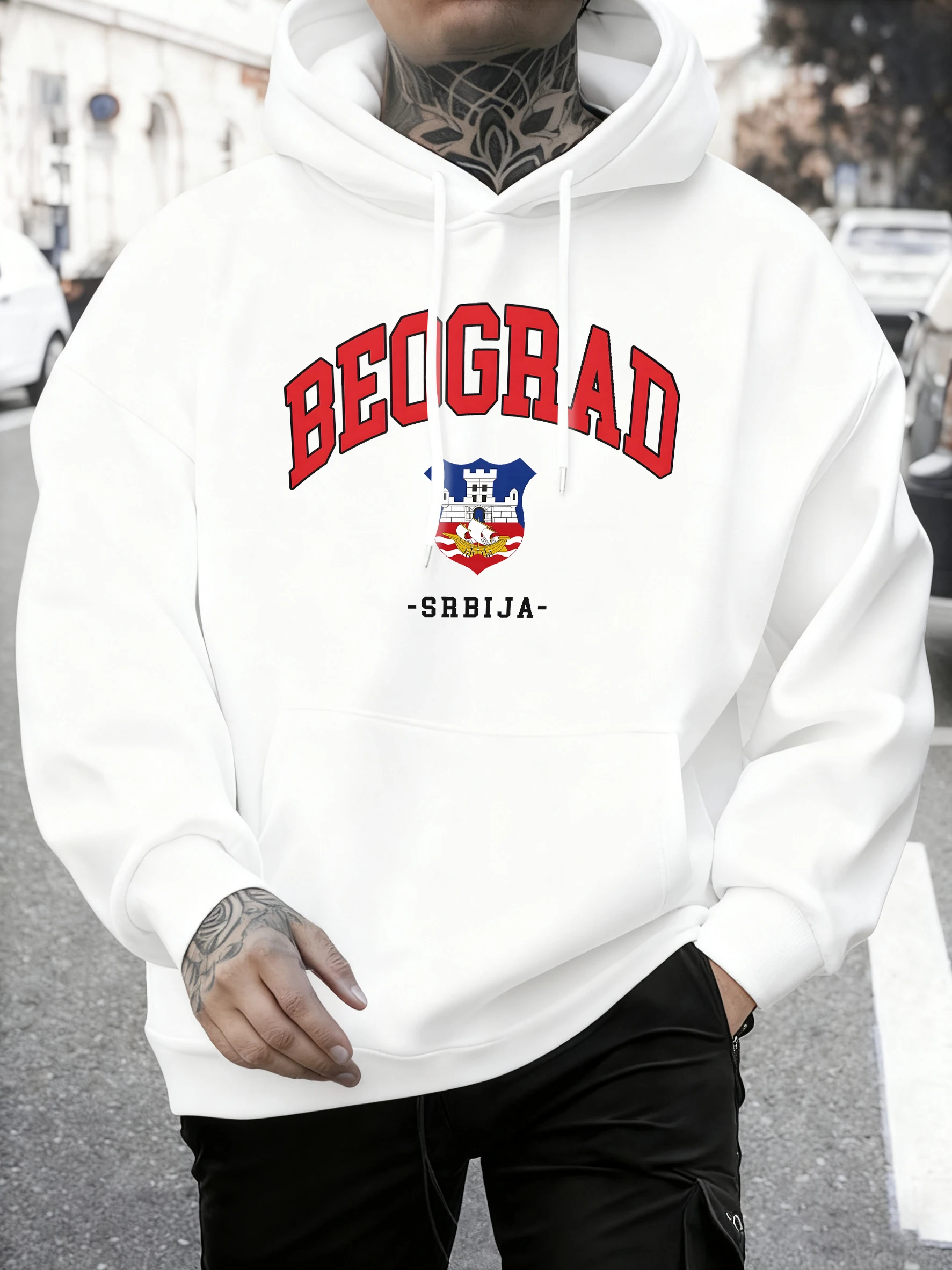 Beograd Srbija Local Print Men Autumn Sportswear Korean Fashion Fleece Hoodie Street Casual Pullovers Warm Loose Clothing Unisex