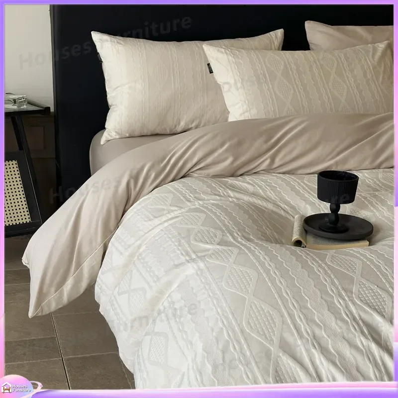 Class A Xinjiang long-staple cotton 60 thick woven cotton jacquard four-piece set pure cotton light luxury quilt cover bed