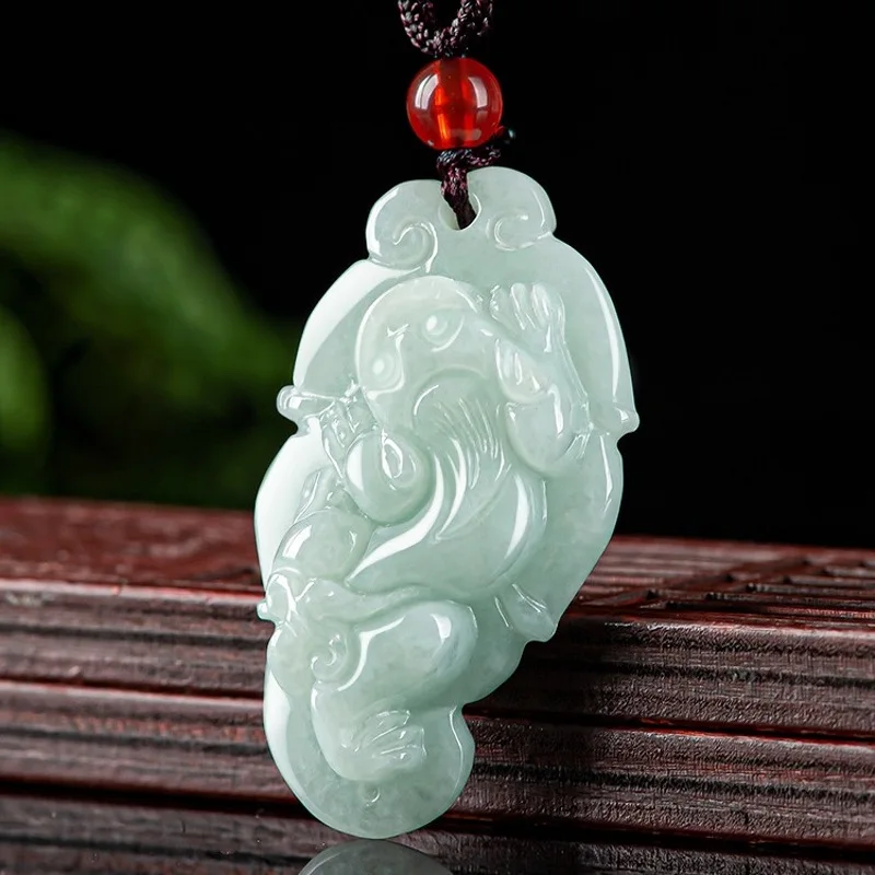 

Real Natural Grade A Jade Jadeite Men Women Gift Lucky Rich Pixiu Leaf Pendant