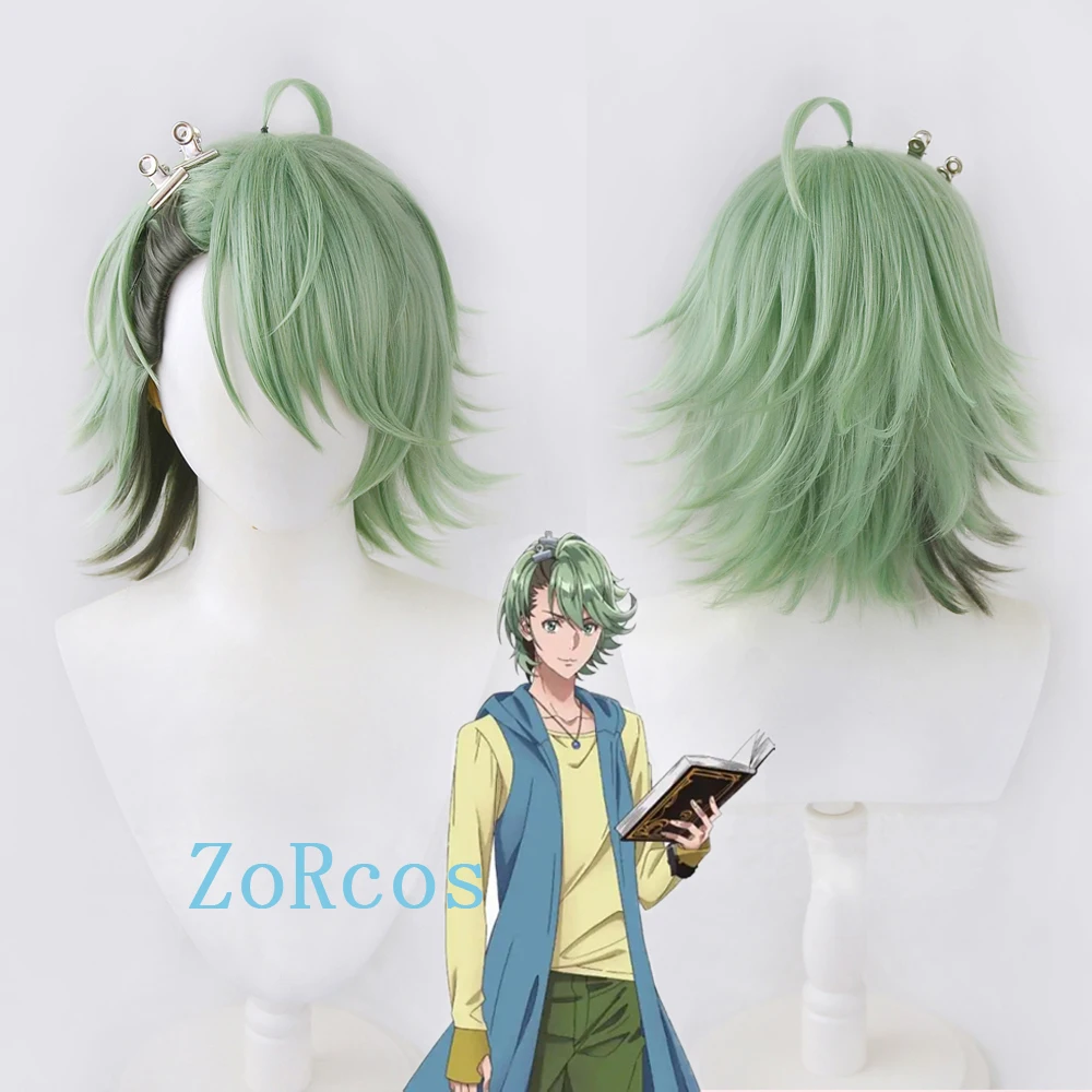 

Anime Fuuto PI Philip Cosplay Costume Wig Futo Detective Philip Green Short Hair Halloween Role Play Wig with Free Wig Cap