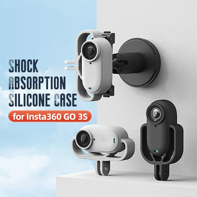 

Camera Shock Absorbing Silicone Mount for Insta360 GO 3S Silicone Case Protective Accessories Black Gray