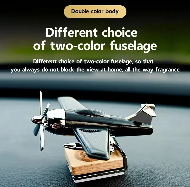 Car Essential Oil Diffuser Solar Airplane Air Freshener Wooden Base Fragrance Aromatherapy Diffuser Ornaments Auto Accessories - view 2