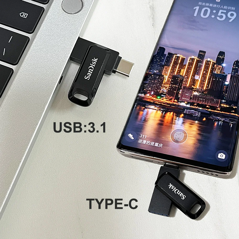 SanDisk-unidad Flash USB OTG tipo C, 64GB, 128 GB, 256GB, Ultra Dual, USB3.1, disco U, Pen Drive 2 en 1, 150 MB/s, para Smartphone y portátil
