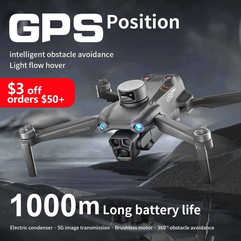 

U33 Max 4K Camera Drone 360° Avoidance GPS Return Brushless 5G 40min Flight 1000M Smart Follow Gesture Photo for Child or Adult