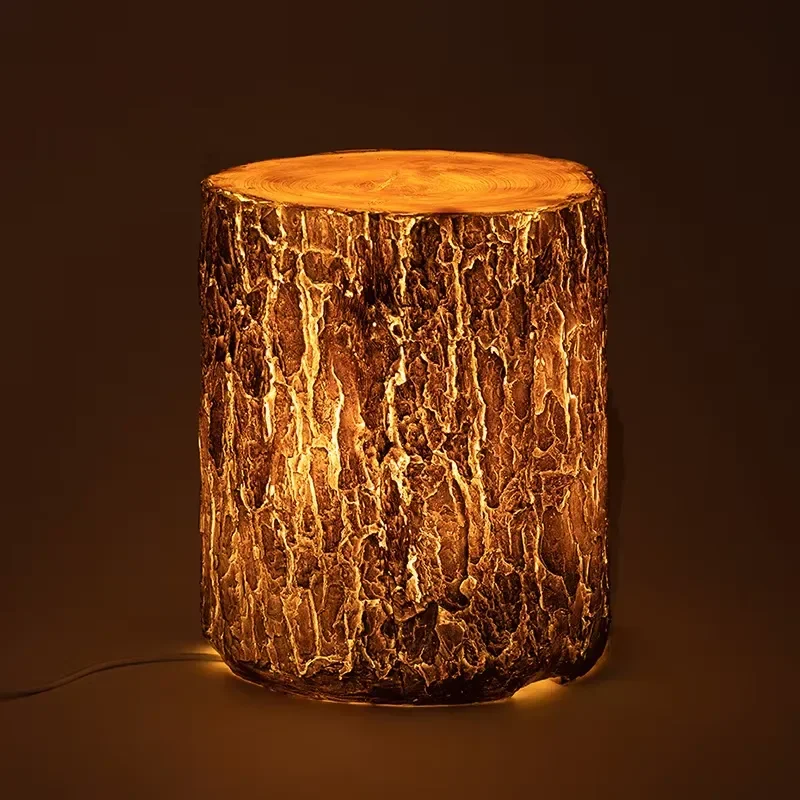 Resin Column Lamp Imitation Wood Grain Outdoor Waterproof IP44 220V Lighting Decoration for Halloween Christmas