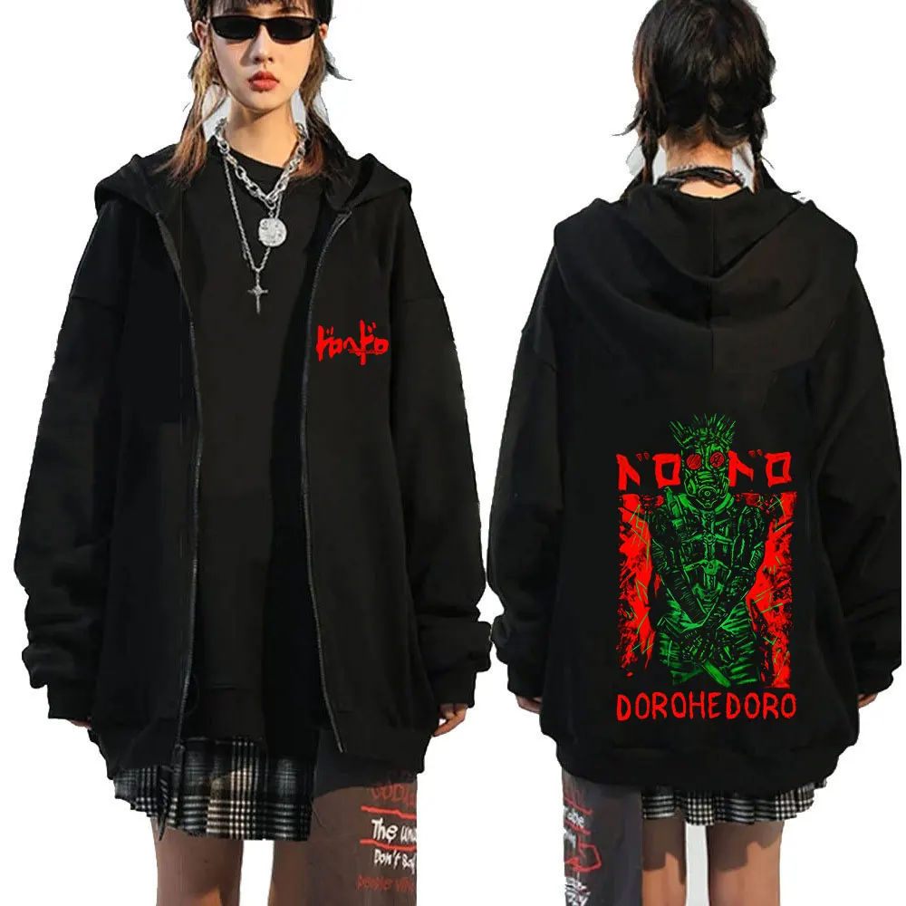 Anime Dorohedoro Kaiman Caiman Manga Zipper Hoodies Men's Women Clothing Fashion Casual Zip Up Hooded Sweatshirts Coat Jacket