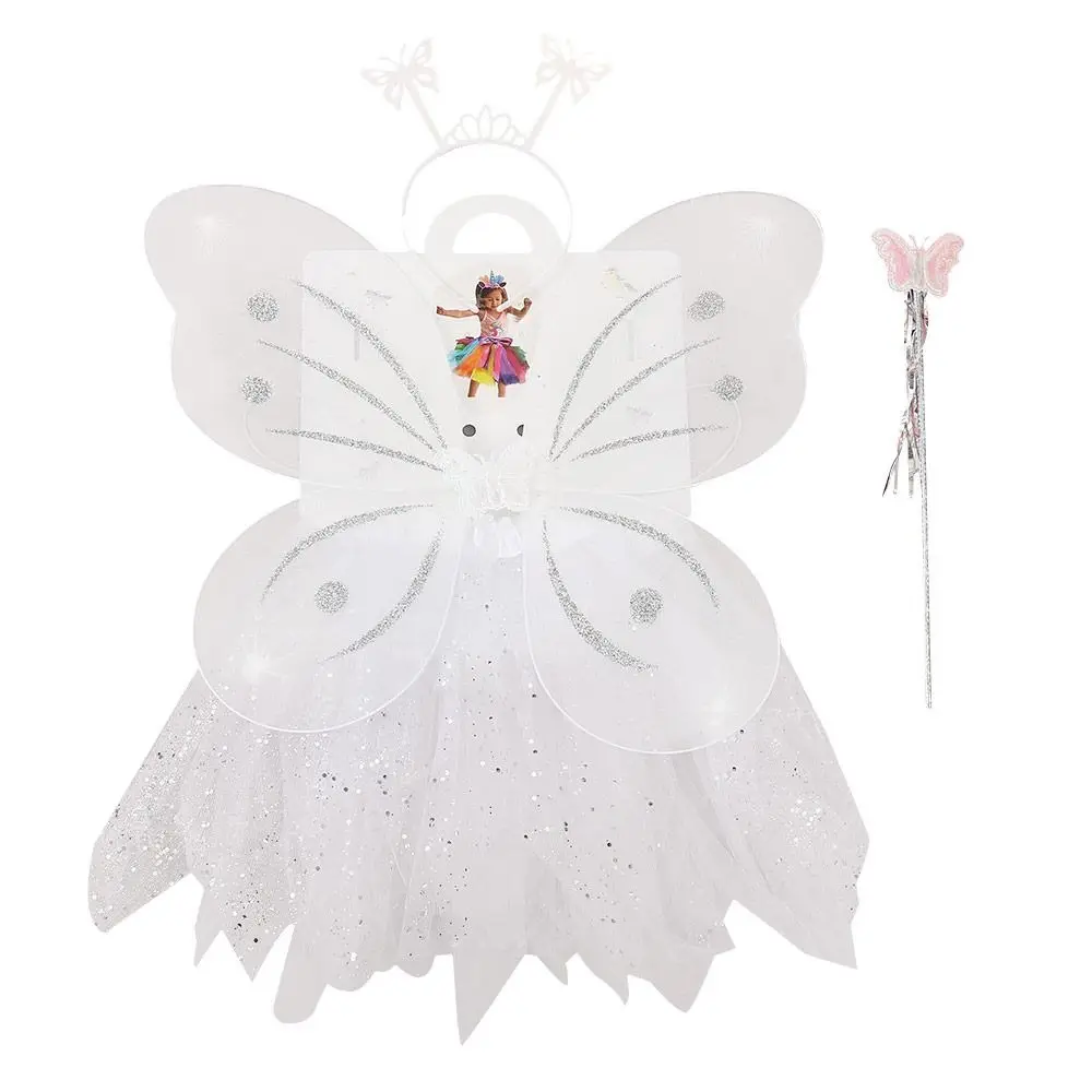 4Pcs/Set Party Props Kids Butterfly Headband Wings Dressing Up Tutu Skirt Princess Costume Sets