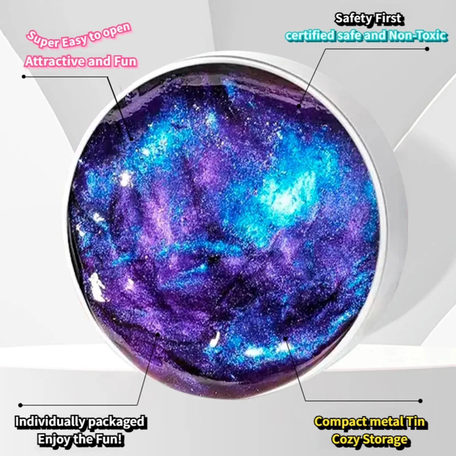 Galaxy Liquid Glass Squishy Putty Crystal Slime Stress Relief Fidget Toy Kids Adults Non-Toxic Bouncy Stretchy Party Favor Gift