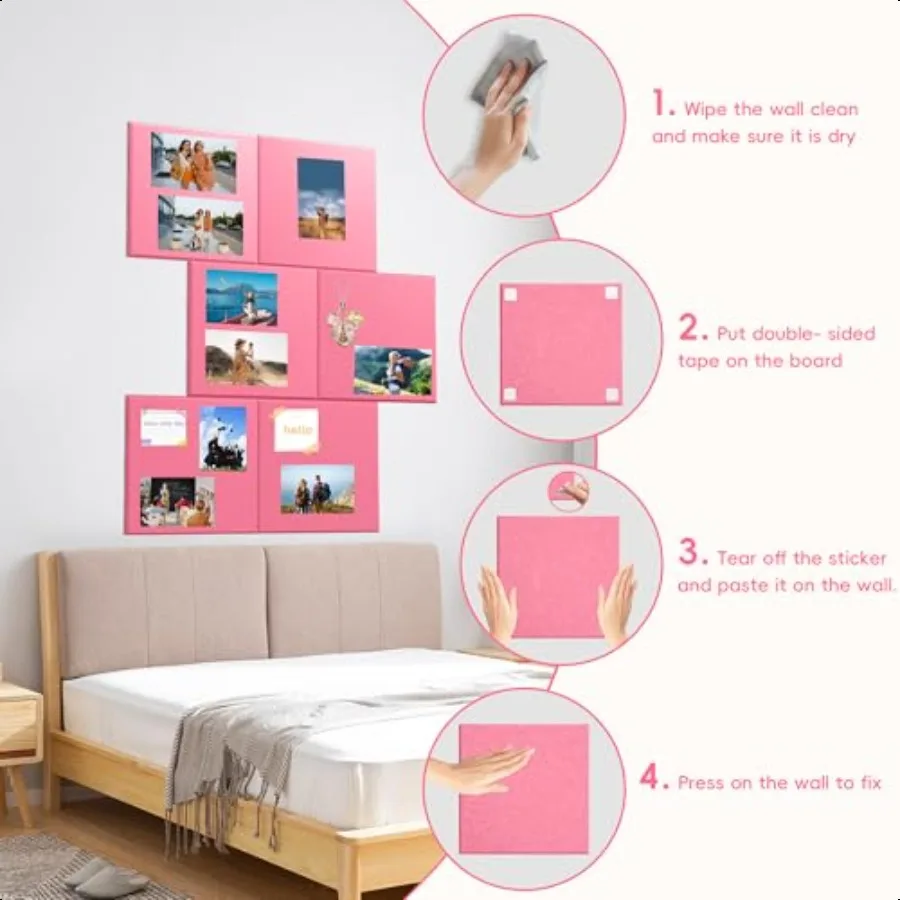 لوحة فلين مقاس 48 × 36 بوصة مكونة من 12 قطعة من بلاط الحائط مع 48 علامة تبويب لاصقة قابلة للإزالة و30 دبابيس ضغط لوحات فلين كبيرة للجدران المثالية #5