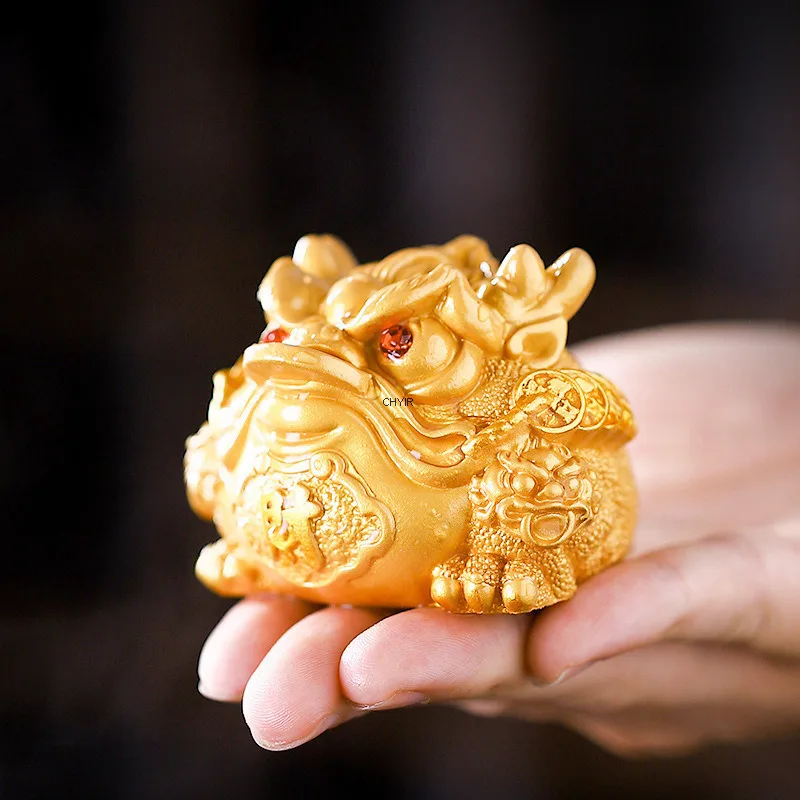 Tea Play Color-changing Golden Toad Tea Pet Ornament Premium Suitable for Tea Table Tea Tray Tea Desk Decoration Tea