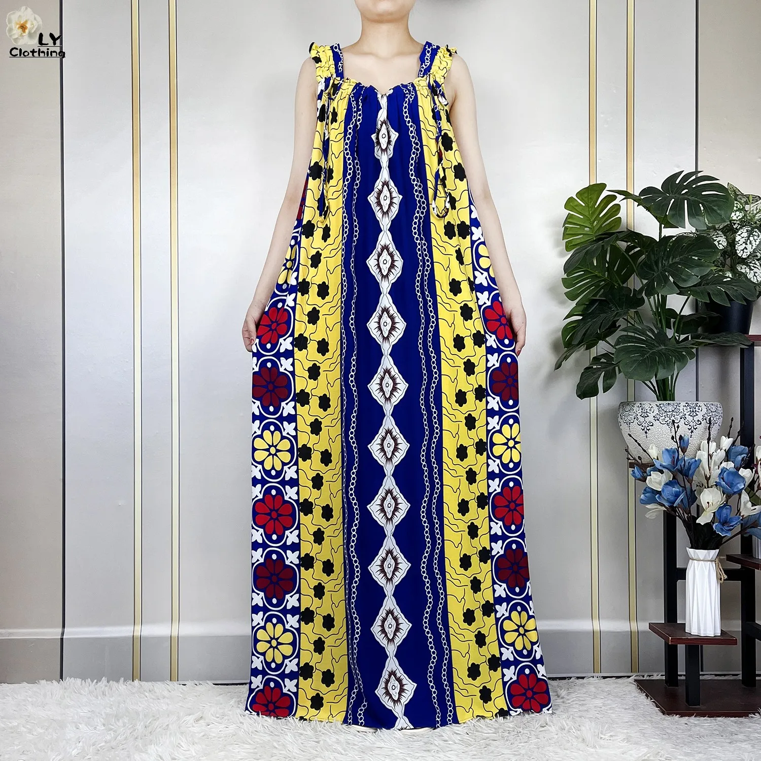 Vestido africano Dashiki sin mangas para mujer, caftán suelto con bufandas, elegante, de algodón, Dubai, novedad de verano, 2023