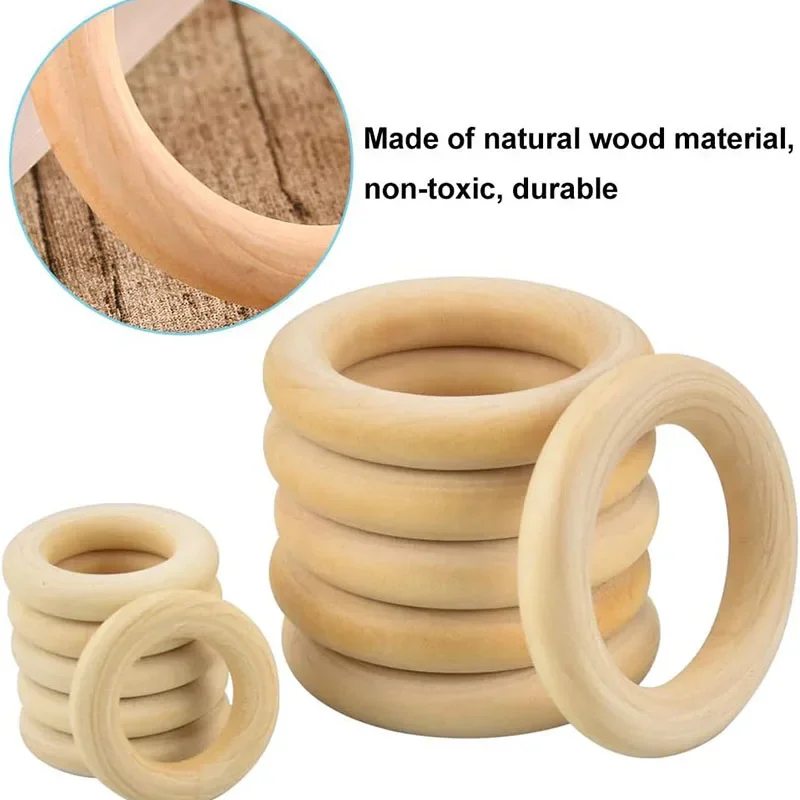 Circular Natural Wood Ring Solid Wooden Home Decoration DIY Crafts Wooden Ring Children\'s Toy Party Connector Hanging Decoration