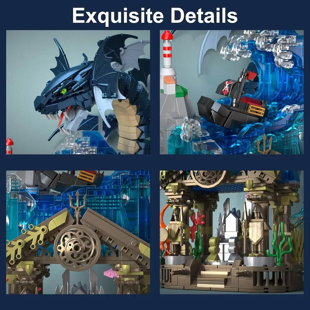 14+ DIY Medieval Dragon Building Blocks Set: 2210-Piece Model Kit for Teens & Adults, Ideal for Gifts and Decor