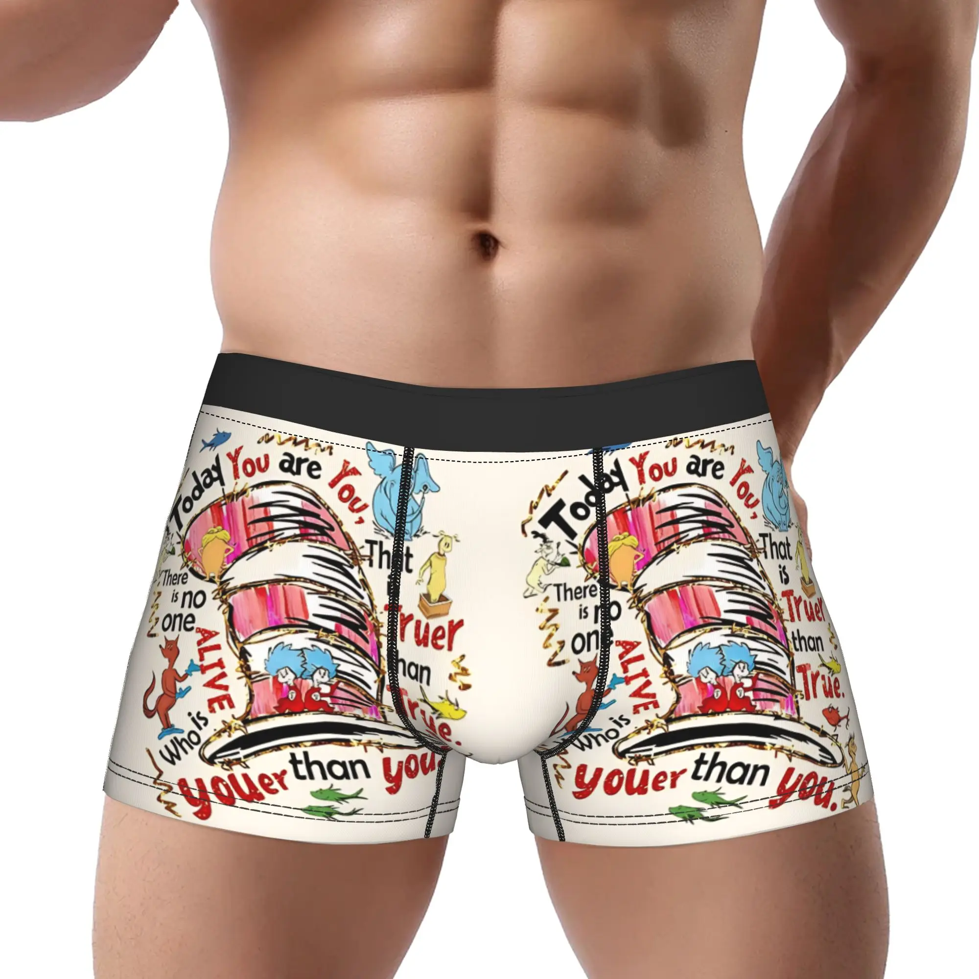 Calzoncillos bóxer cómodos para hombre con diseño clásico del personaje del libro de cuentos Dr. Seuss Thing