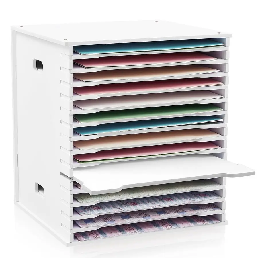 

Tier 12 x 12 Scrapbook Paper Organizer Adjustable Desk Scrapbook Paper Sorter Storage Rack File Organizer Wide Document Holder f