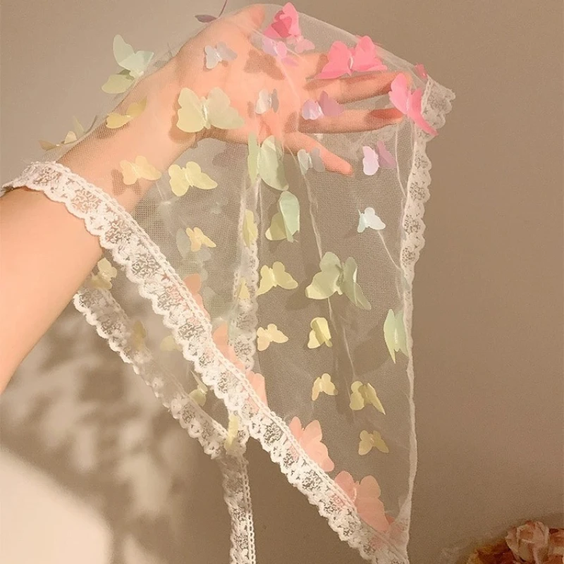 

Lace Spirit Butterfly Triangle Headband Summer Women's Jeans Decorative Fart Curtain Mesh Hollow Out Beach Vacation Hairband
