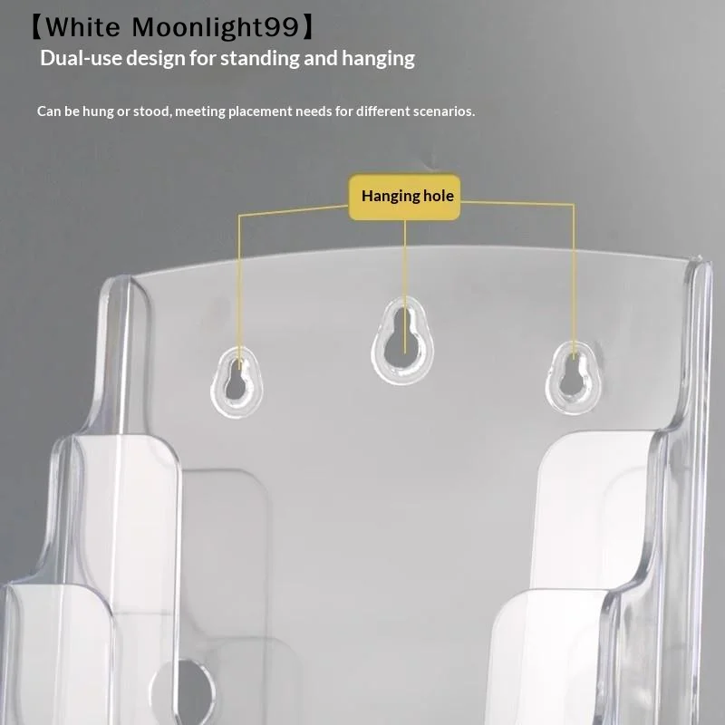 A6 1/2/3Layers Brochure Holder Clear Flyer Menu Paper Card Stand Display Rack Card Storage〔White〕