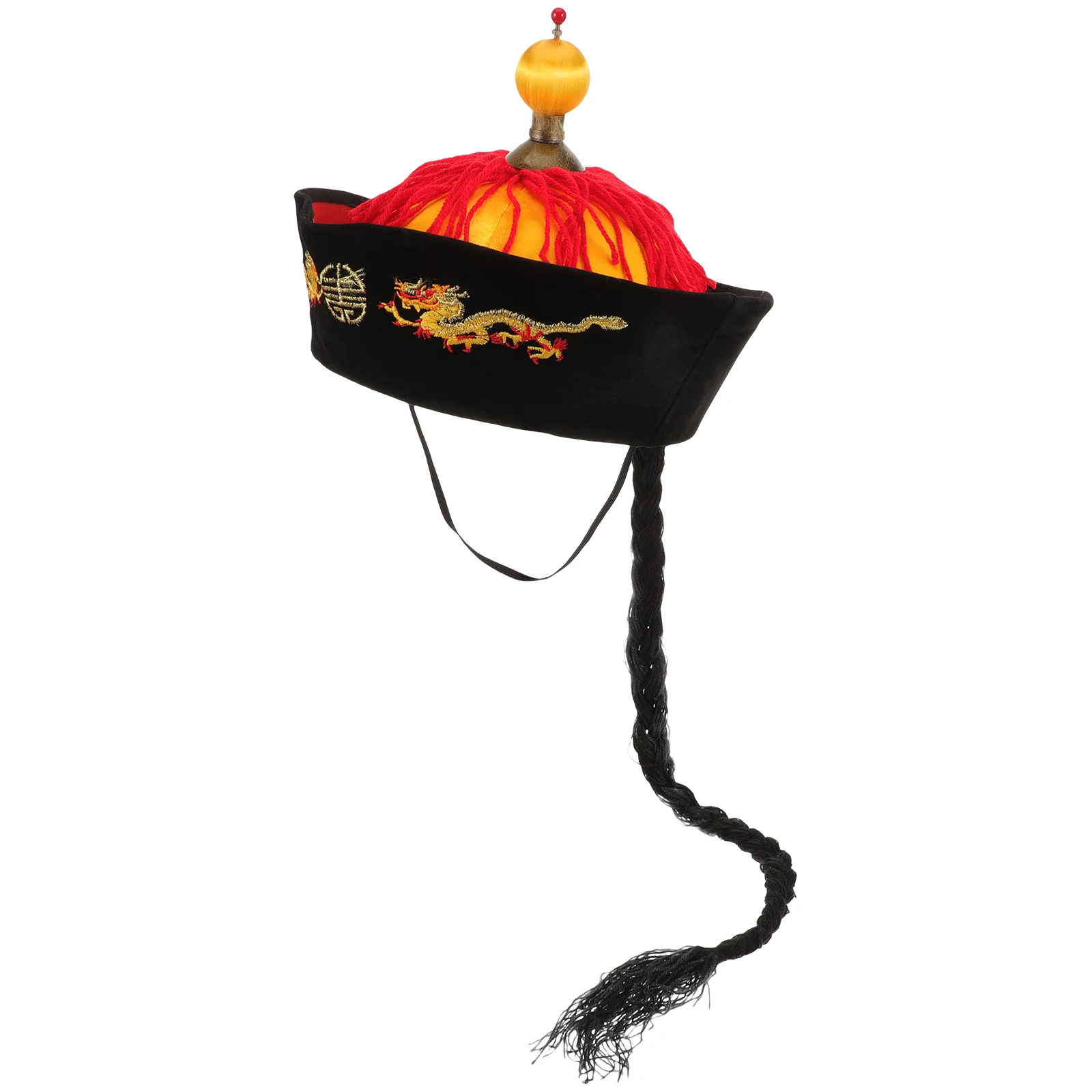 Chinese Style Braids Hat Cosplay Hat Prop Stage Performance Hat Headdress Chinese Ponytail Hat Asian Braids Hat