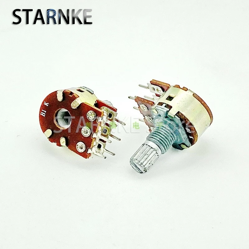 3PCS WTH148 16 Type Dual 6-Pin B1K Amplifier Audio Speaker Volume Potentiometer Flower Shaft Length 15mm